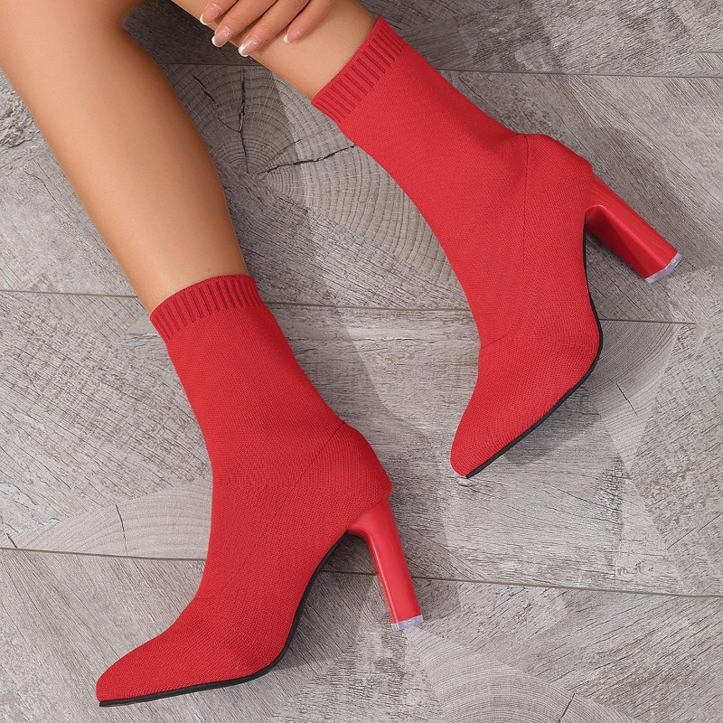 Simple Pointed Toe Knit Stretc - Pipe Bending Spring ulasan dan harga