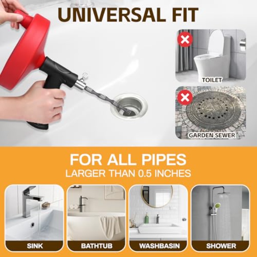 【Spot goods】Drain Auger 33 ft  - Drain Snake Flexible ulasan dan harga